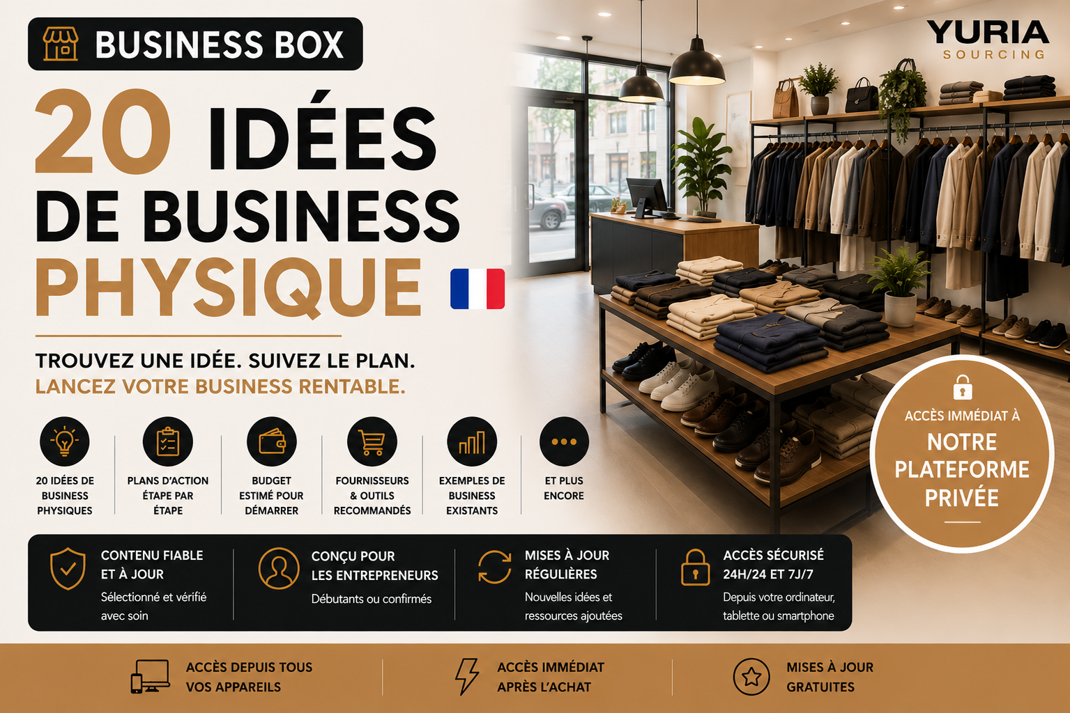 20 idées de business physiques & plans d'action